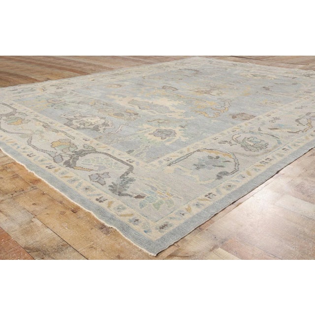 Silver Vintage Modern Turkish Oushak Rug - 09'02 X 12'05 For Sale - Image 8 of 10
