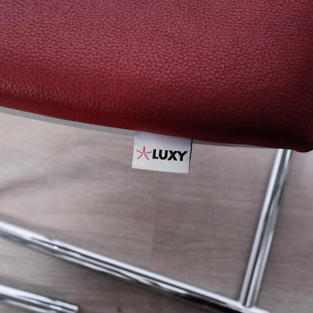 Metal Air Jr Luxy Waiting Chairs in Gray and Burgundy Chrome Legs, Italy, Set of 3 For Sale - Image 7 of 18
