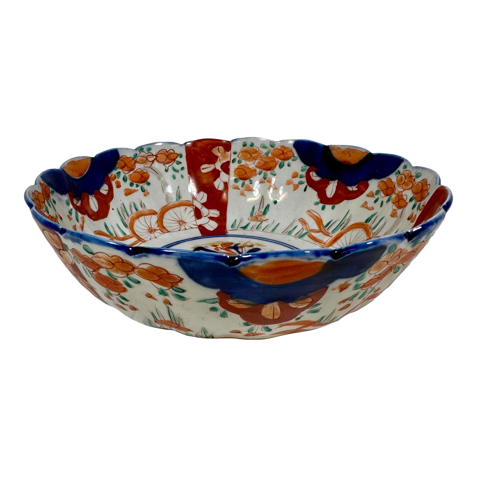 Vintage Scalloped Edge Imari Bowl Decorated With Vibrant Floral Motifs ...
