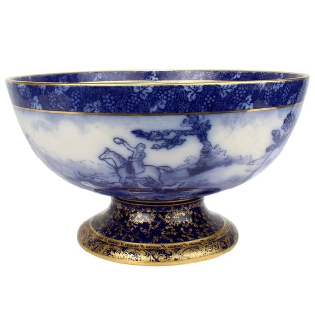 Royal Doulton Burslem Flow Blue Punch Bowl Fox Hunting Scene Transferware Beautiful and hard‑to‑find Royal Doulton Burslem...