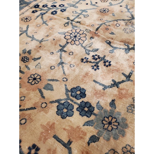 Gray Antique Indian Amritsar Handmade Oriental Rug, Blue, Taupe Creams Allover Design For Sale - Image 8 of 18