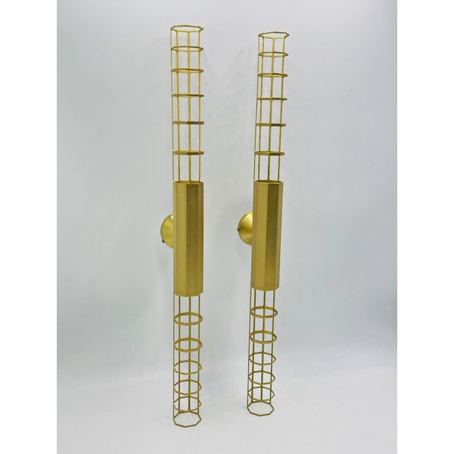 SA Baxter Pair Baxter "Palomar" Brass Sconces by Pietro Russo, Italian Modern Lights For Sale - Image 4 of 18