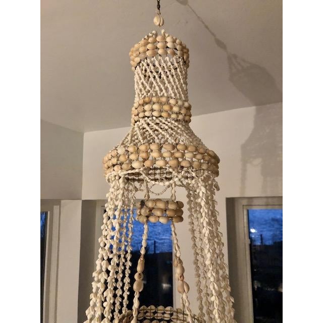 1970s Large Vintage Seashell Chandelier / Hanging Plant Hanger - Boho Chic For Sale - Image 4 of 9