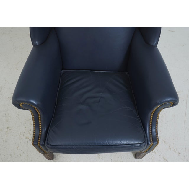 Hancock and Moore Chippendale Style Leather Wingback Chair For Sale - Image 12 of 18