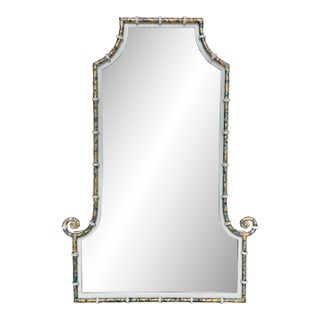 Late 20th Century Elegant Chinoiserie Pagoda Wall Mirror by Uttermost - Custom Blue and Gold Finish -Newly Painted For Sale