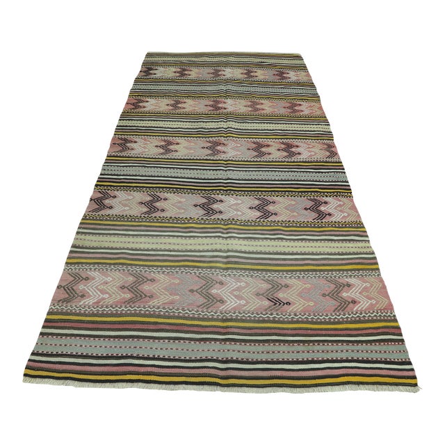 1970s Native American Hand Knotted Striped Large Rug For Sale