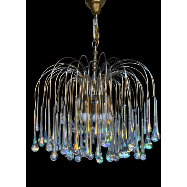 Transparent Vintage Lady Victoria Chandelier With Iridescent Murano Glass Drop, Set of 2 For Sale - Image 8 of 9