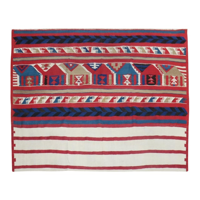 Antique Zabihi Collection Square Persian Tribal Kilim - 5'2" x 6'11" For Sale