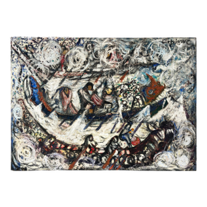 Dragon Boats Chinese New Year San Francisco Bay Area Original Oil on Canvas 1960 by Peter Lowe