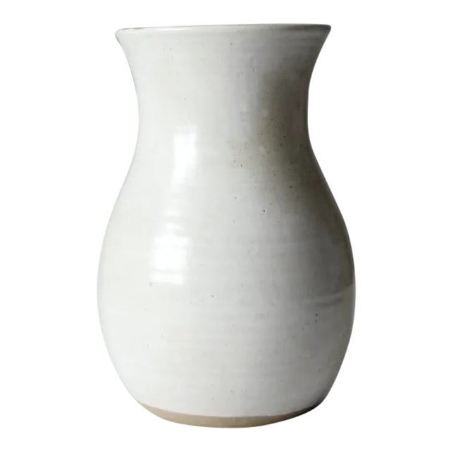 Vintage White Studio Pottery Vase For Sale