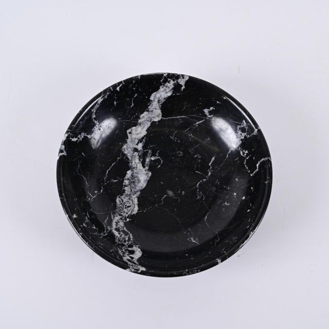 Black Mid-Century Italian Black Marble with White Grains Round Bowl, 1950s For Sale - Image 8 of 18