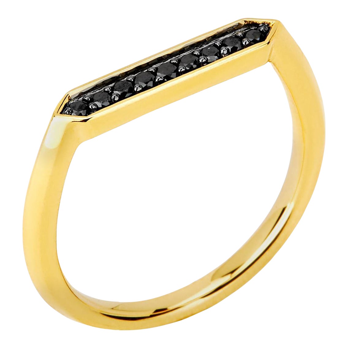 Syna Yellow Gold Hex Ring with Black Diamonds | Chairish