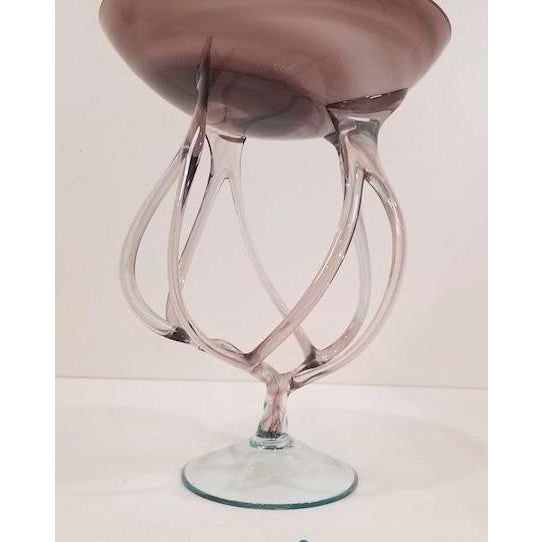 1980s Jozefina Octopus/Jellyfish Glass Pedestal Bowl/Compote in Shades of Lilac For Sale - Image 4 of 9