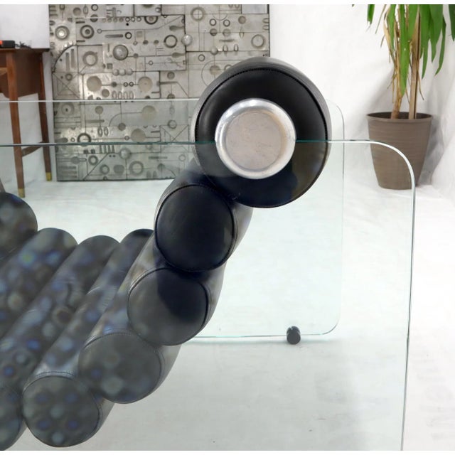 Fabio Lenci Hyaline Chair Lounge Glass Black Leather, 1974 For Sale - Image 10 of 13