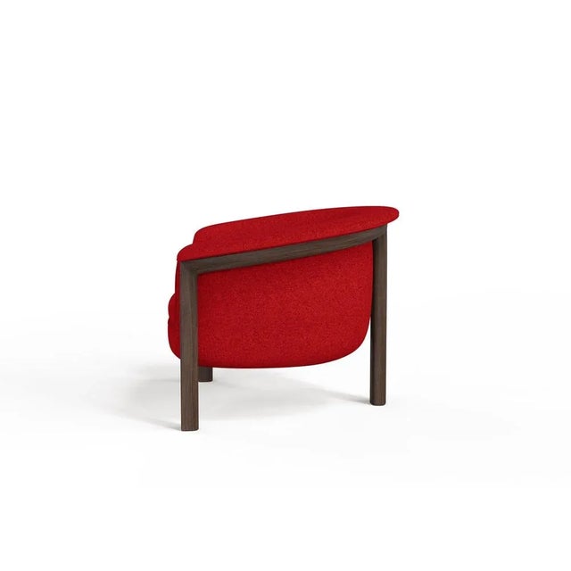 Modern Agnes Armchair in Walnut and Red Wool Fabric by Javier Gomez For Sale - Image 6 of 8