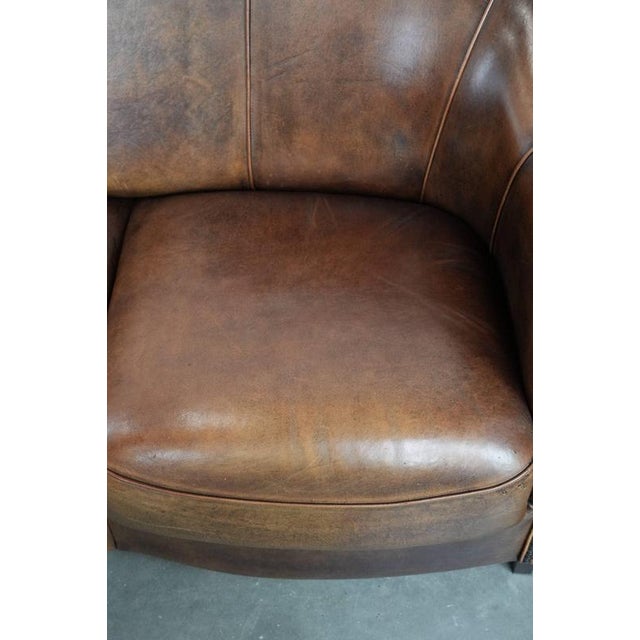 Vintage 2-Seater Club Sofa in Sheepskin with Decorative Nails For Sale - Image 6 of 17