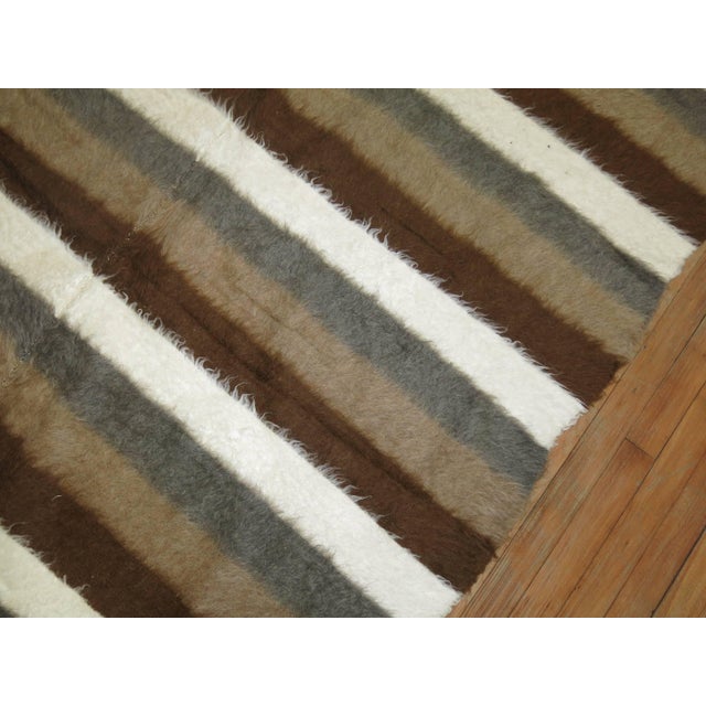 Early 21st Century Sirt Vintage Turkish Striped Mohair Rug - 5' x 7' For Sale - Image 5 of 6