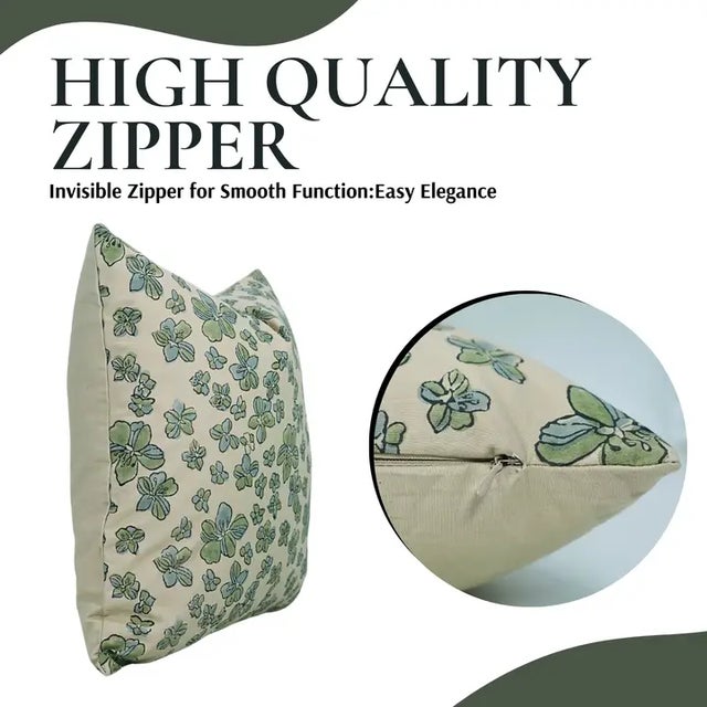 Art Deco Fabdivine Block Print Pillow Cover 18x18 Inch Cotton Satin-Jhilmil For Sale - Image 3 of 5