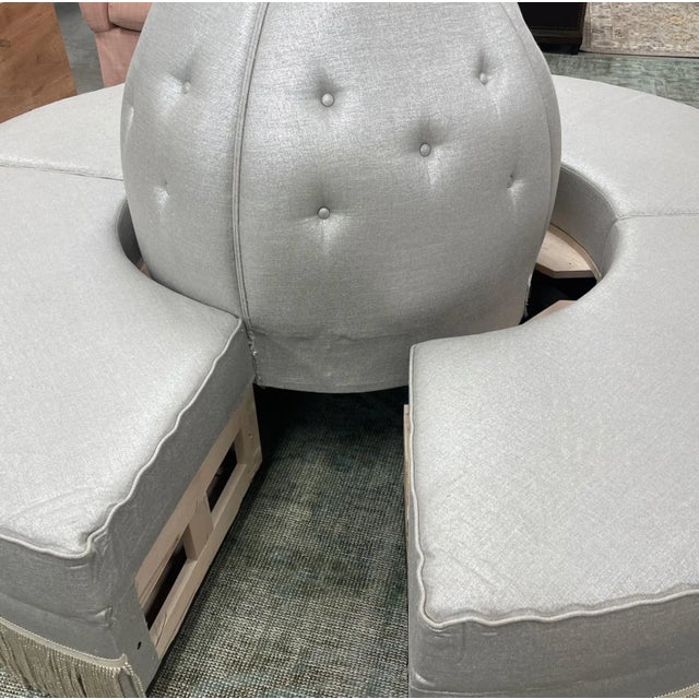 Gray Custom Round Banquette Conversation Piece For Sale - Image 8 of 9
