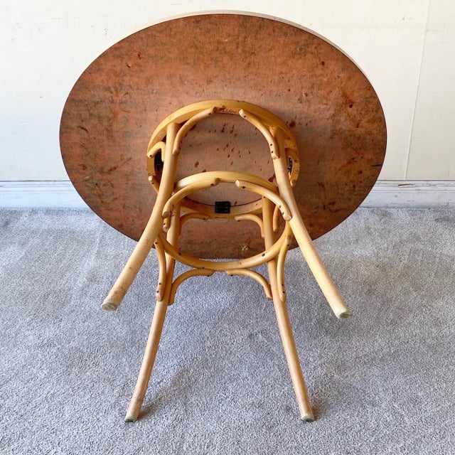 Boho Chic Wood Grain Laminate Top Bent Wood Dining Table Chairish