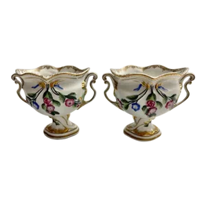 Late 20th Century Porcelain Small Urns - a Pair