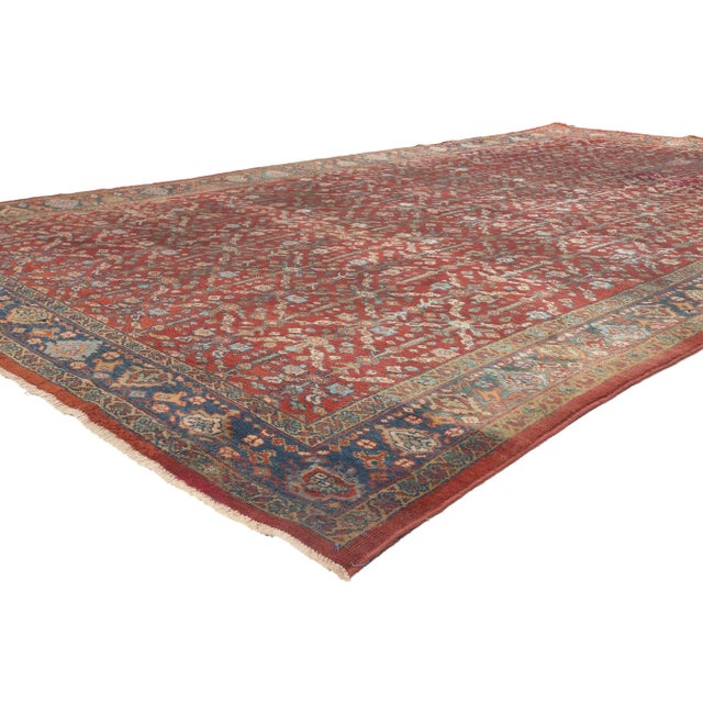 72497 Antique-Worn Persian Mahal Rug, 07'00 X 11'00. Relaxed refinement meets rustic sensibility in this hand knotted wool...