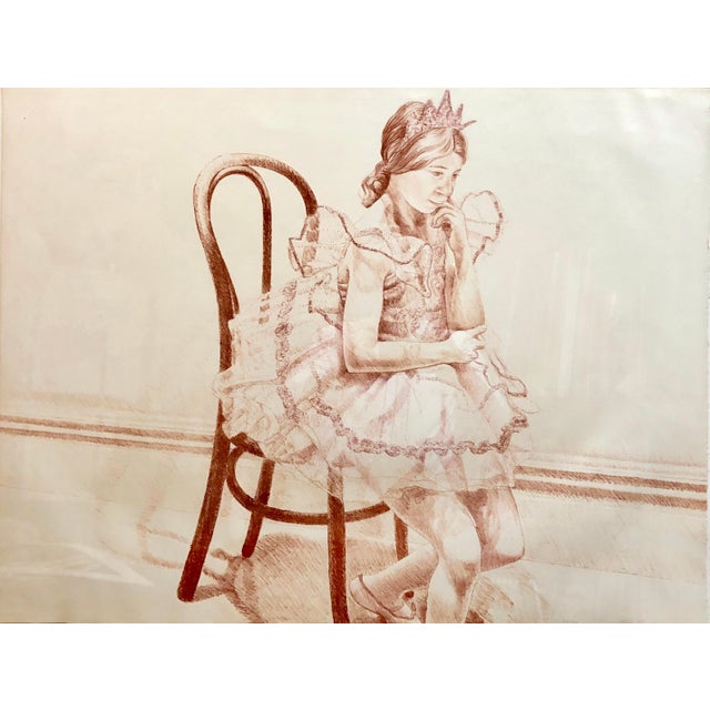 Realism Philip Pearlstein, Girl in Ballerina Dress (Thonet Chair) Color Lithograph, American Modernist, c.1970 For Sale - Image 3 of 8