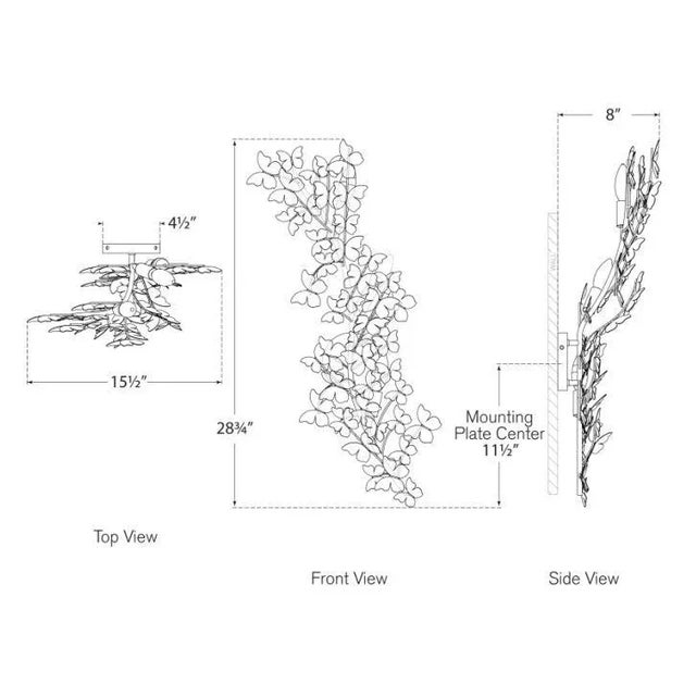 Transitional Julie Neill for Visual Comfort Signature Farfalle Large Sconce in Burnished Silver Leaf For Sale - Image 3 of 3