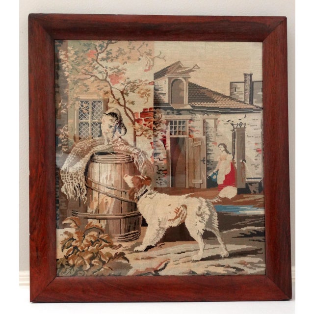 Cream Late 19th Century Antique Berlin Woolwork Needlework For Sale - Image 8 of 8