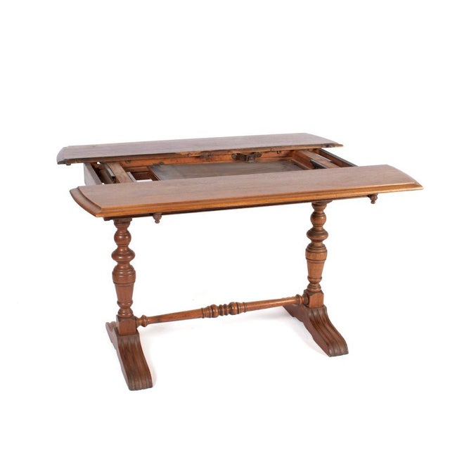 Spanish Revival 1920s Made in Los Angeles by Angelus Furniture Solid Oak Convertible Console or Library Table For Sale - Image 3 of 8