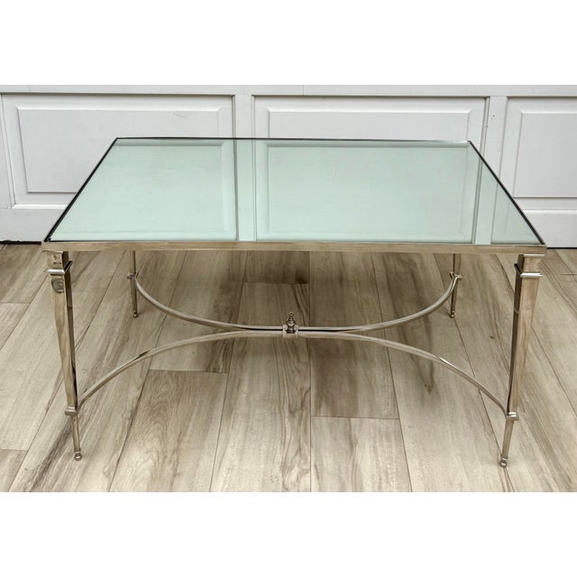 Vintage Neoclassical Maison Jansen Style Mirrored & Polished Steel Coffee Table For Sale - Image 14 of 14