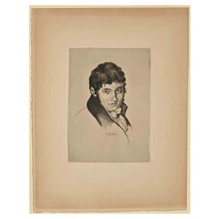 Pierre Grandon, Portrait, Etching, 19th Century For Sale