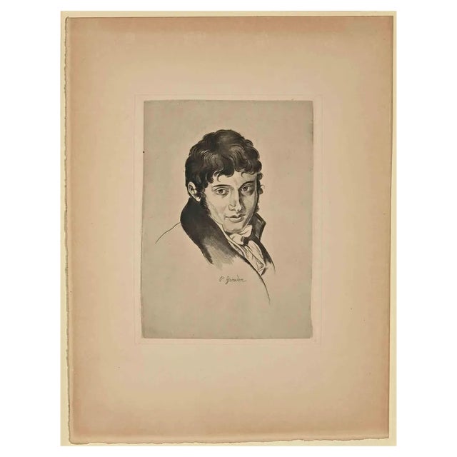 Pierre Grandon, Portrait, Etching, 19th Century For Sale
