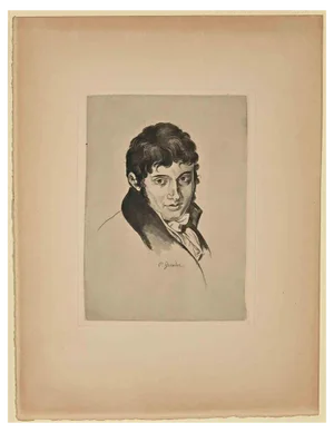 Pierre Grandon, Portrait, Etching, 19th Century