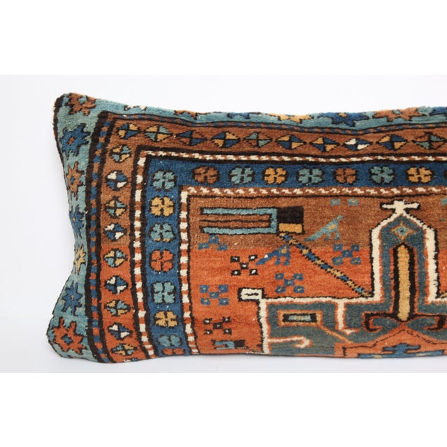 Antique Caucasian Tribal Rug Pillow – Handwoven 16" X 37" For Sale - Image 4 of 9