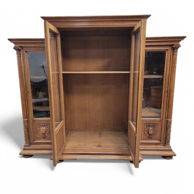 Antique French Victorian Eastlake Style Carved Display Cabinet For Sale - Image 11 of 12