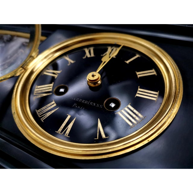 Antique French Bronze and Marble Mantel Clock by Ferdinand Barbedienne, 19th Century For Sale - Image 4 of 10