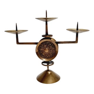 Brass Candleholder attributed to Gyula Szabó, 1970s For Sale