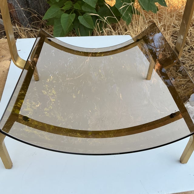 MCM Brass and Glass Modern Fireplace Wood Holder For Sale - Image 15 of 16