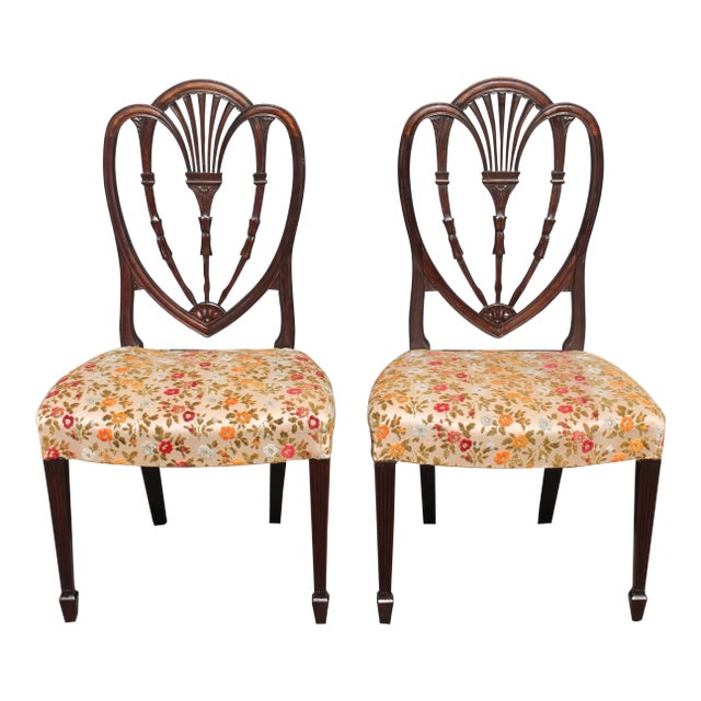 Traditional Style Sheraton Carved Mahogany Side Chairs - a Pair For Sale