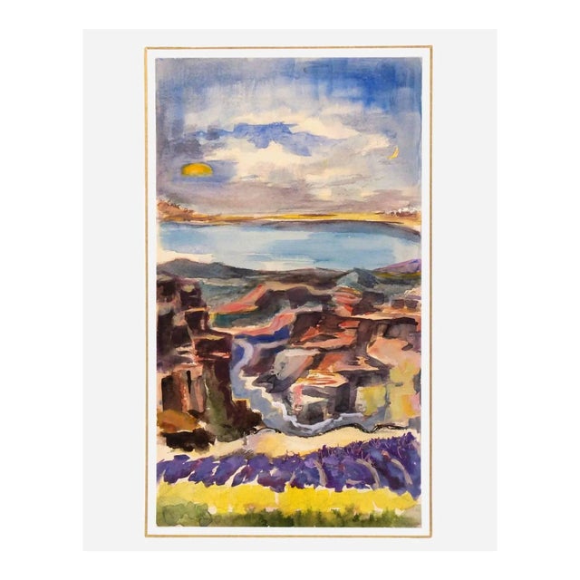 Ulrich Franke, Gouache Landscape, C. 1950 For Sale