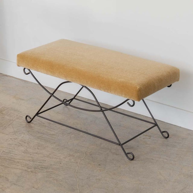 Panoplie Iron Loop Bench, Camel Mohair For Sale - Image 10 of 12