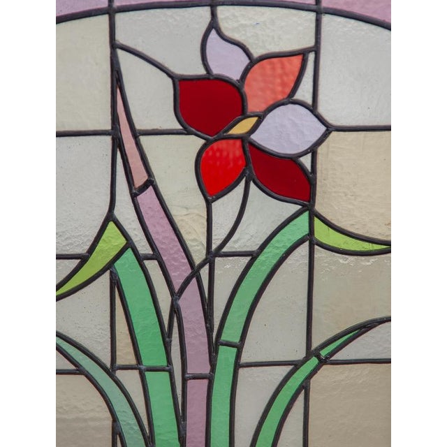 1910s Art Nouveau Stained Glass Panel, 1910 For Sale - Image 5 of 10