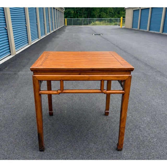 Chinese Antique Chinese Elm Ming Style Square Mahjong or Scholar’s Table For Sale - Image 3 of 7