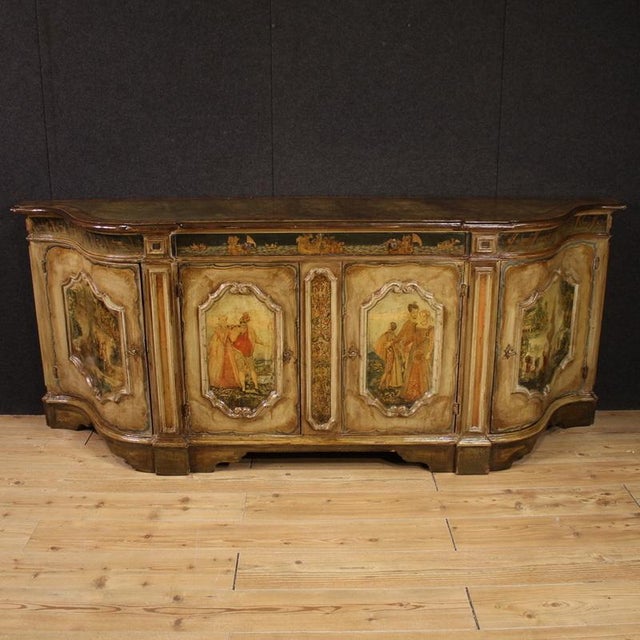 1950s Venetian Lacquered and Painted Credenza, 1950 For Sale - Image 5 of 11