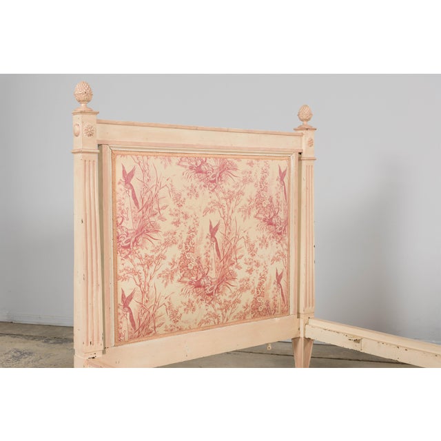 Antique French Louis XVI Style Painted Bed With Toile Panels, 19th Century For Sale - Image 9 of 17