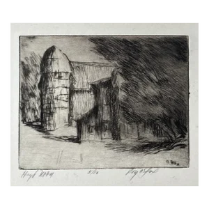 1950s Roy Fox High Noon Farm Etching