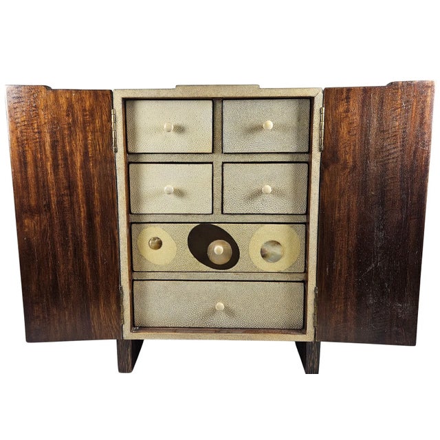 Art Deco R & Y Augousti Paris Shagreen Jewelry Box Chest Cabinet.