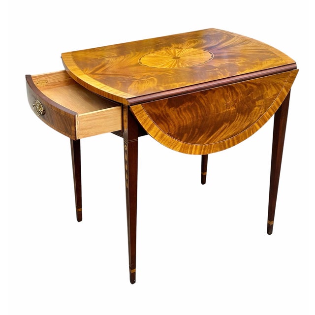 Wood Late 20th Century Pair of Federal Style Mahogany Inlaid Pembroke Tables by Councill Craftsman For Sale - Image 7 of 12