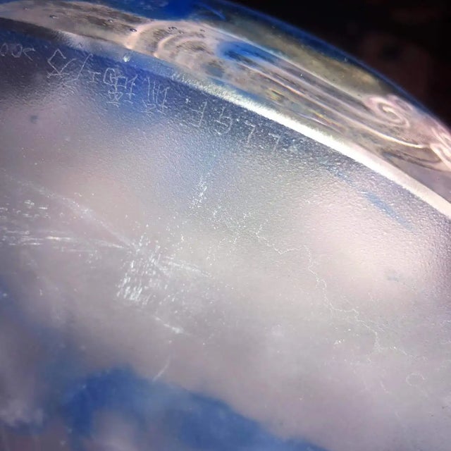 Liuli Fine Art Chinese Glass Sculpture “Holding Up Heaven” Blue and Purple For Sale In Palm Springs - Image 6 of 13